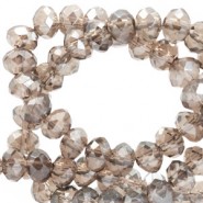Top Glas Facett Glasschliffperlen 4x3mm rondellen Greige rose-pearl shine coating